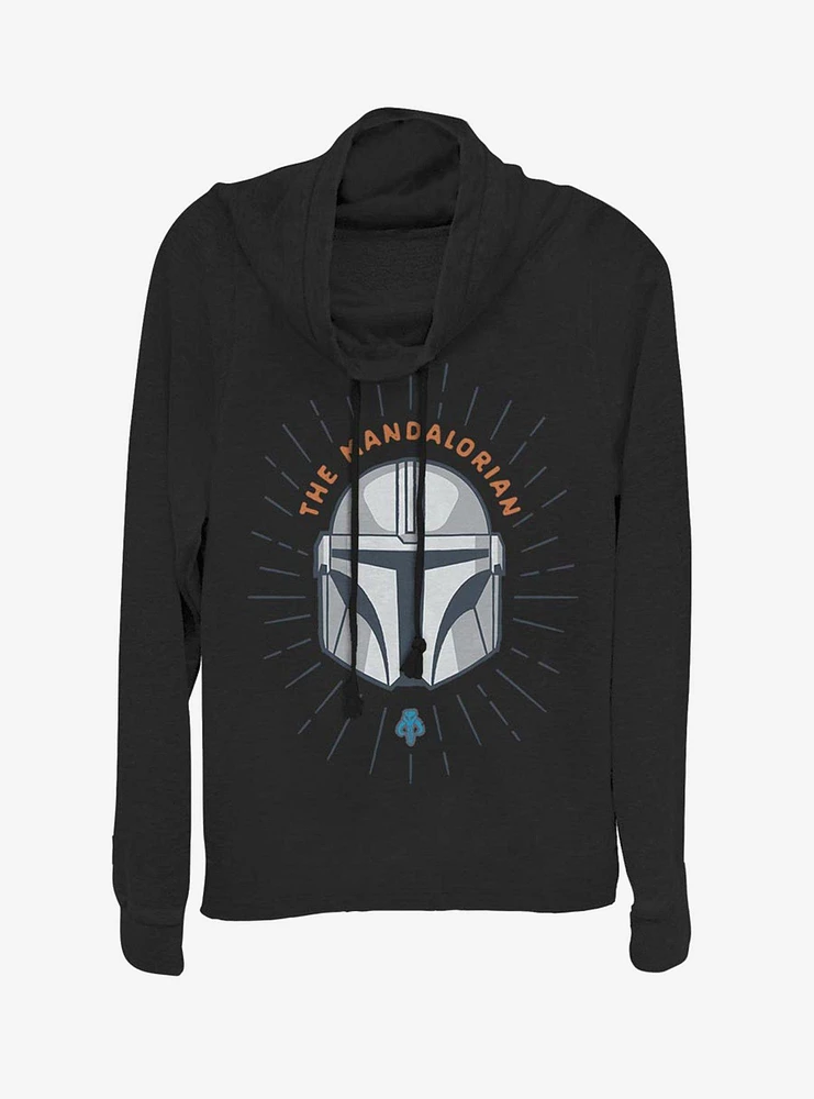 Star Wars The Mandalorian Simple Shield Cowl Neck Long-Sleeve Girls Top