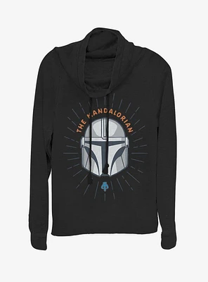 Star Wars The Mandalorian Simple Shield Cowl Neck Long-Sleeve Girls Top