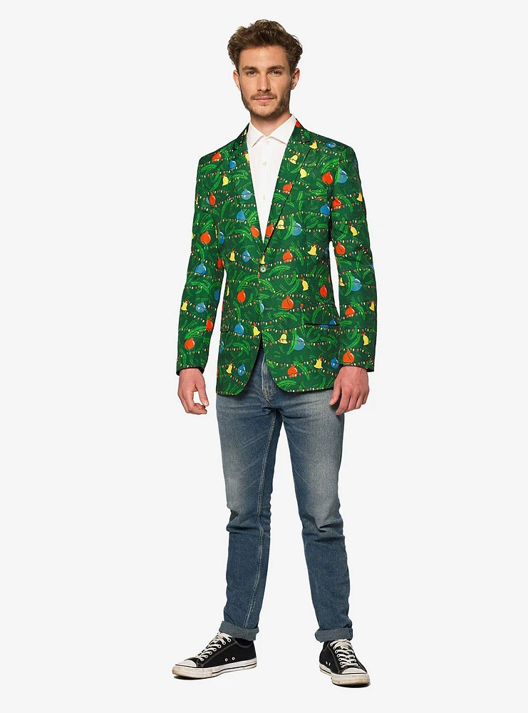 Suitmeister Men's Christmas Green Tree Light Up Blazer