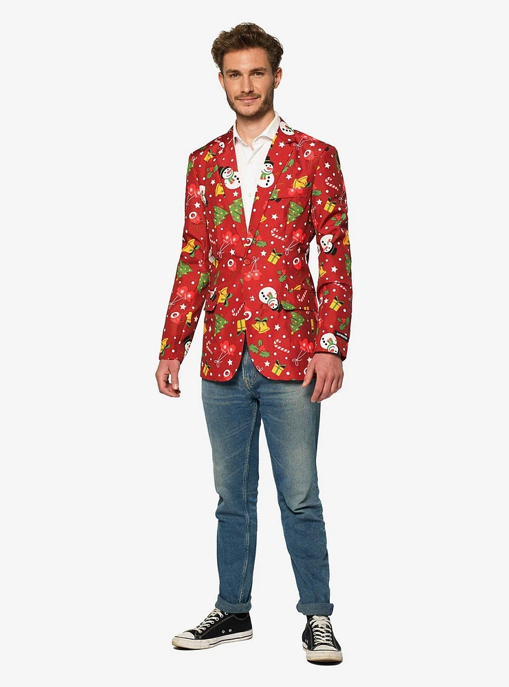 Suitmeister Men's Christmas Red Icons Light Up Blazer