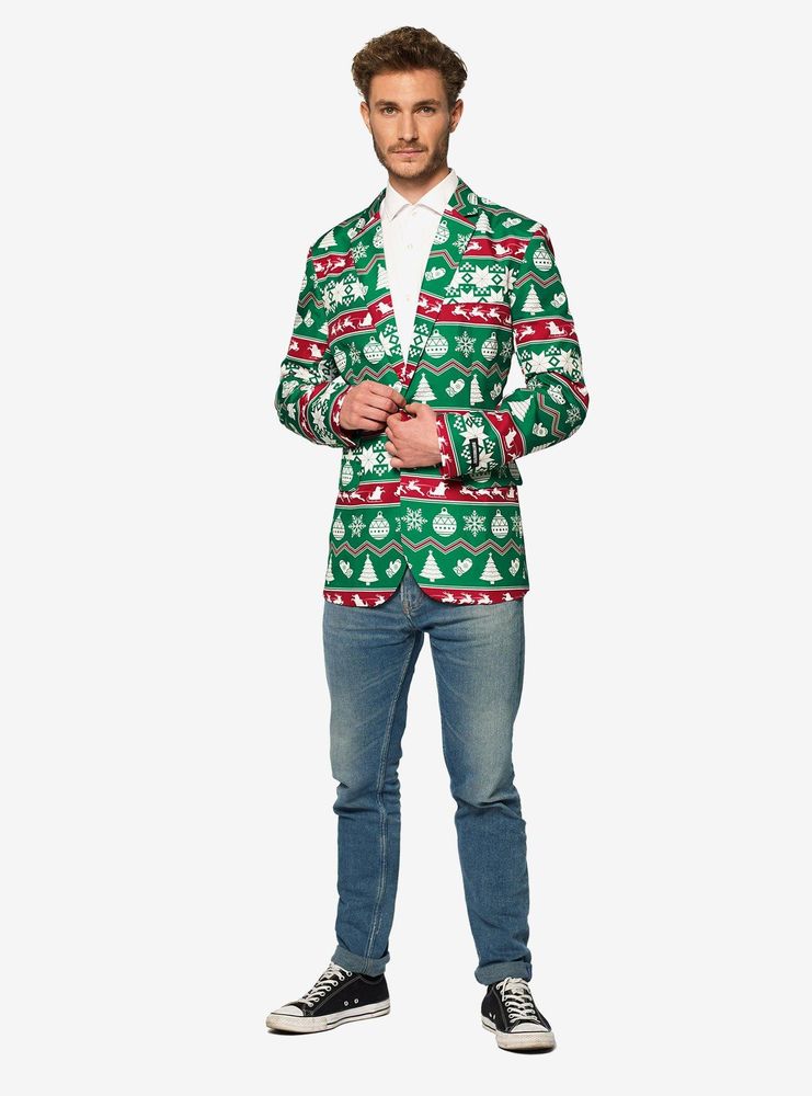 Suitmeister Men's Christmas Green Nordic Blazer