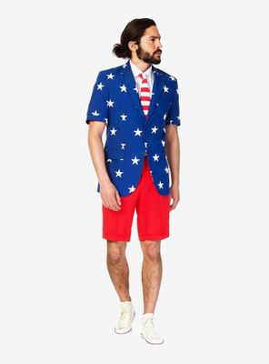 OppoSuits Men's Short Stars And Stripes Americana Suit