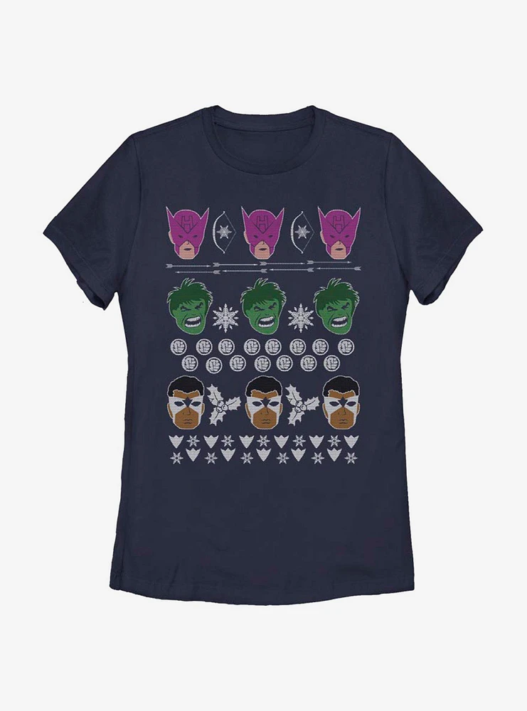 Marvel Avengers Christmas Pattern Womens T-Shirt