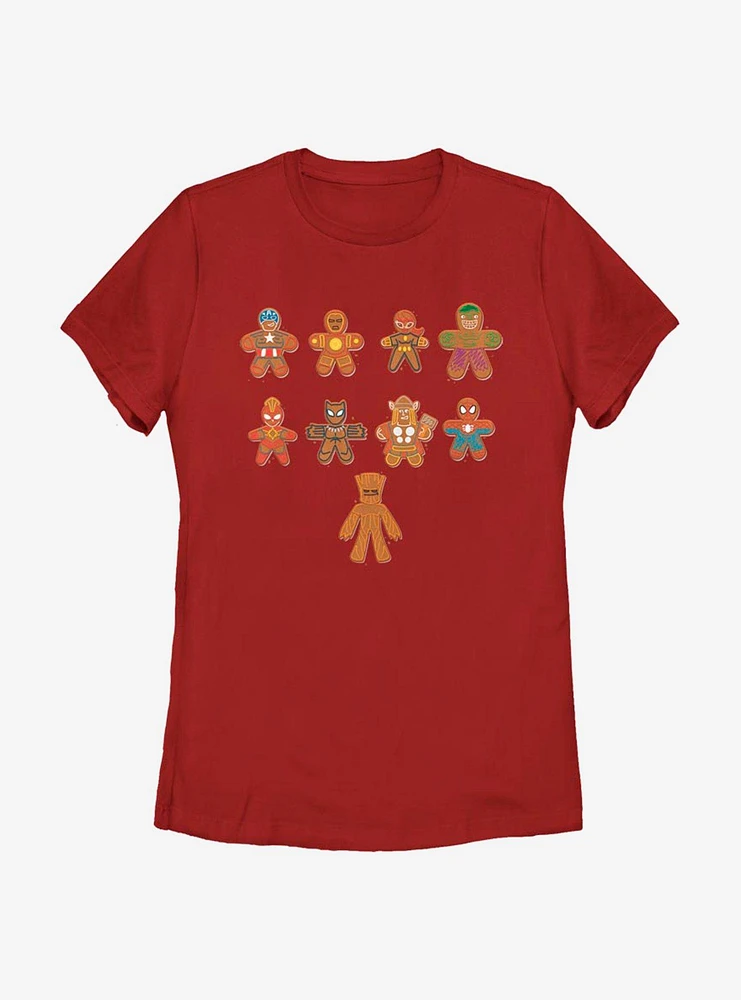Marvel Avengers Lined Up Cookies Womens T-Shirt