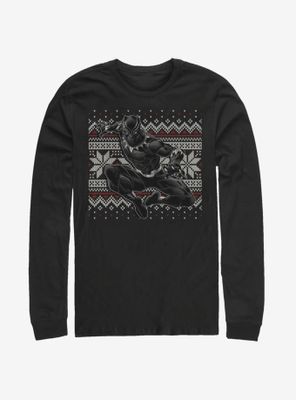 Marvel Black Panther T-Challa Christmas Pattern Long-Sleeve T-Shirt