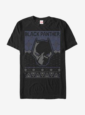 Marvel Black Panther Mask Icon Christmas Pattern T-Shirt