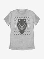 Marvel Black Panther Mask Icon Christmas Pattern Womens T-Shirt