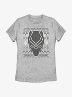 Marvel Black Panther Mask Icon Christmas Pattern Womens T-Shirt