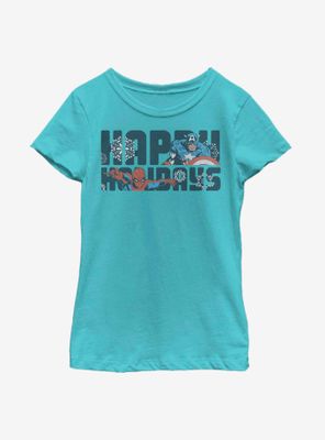 Marvel Avengers Happiest Of Holidays Youth Girls T-Shirt