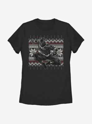 Marvel Black Panther T-Challa Christmas Pattern Womens T-Shirt