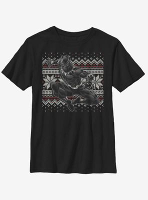 Marvel Black Panther T-Challa Christmas Pattern Youth T-Shirt