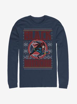 Marvel Black Widow Christmas Pattern Long-Sleeve T-Shirt