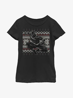 Marvel Black Panther T-Challa Christmas Pattern Youth Girls T-Shirt