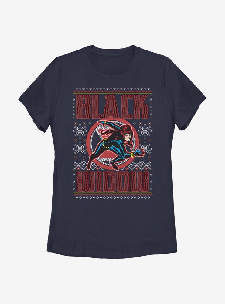 Marvel Black Widow Christmas Pattern Womens T-Shirt