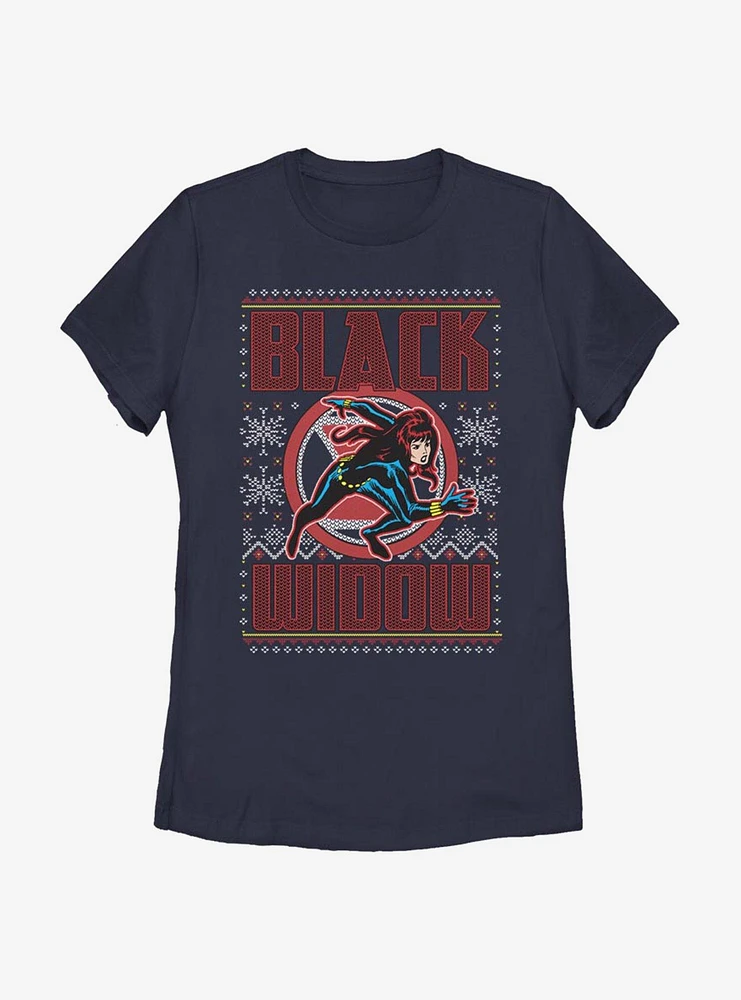 Marvel Black Widow Christmas Pattern Womens T-Shirt