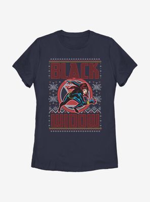 Marvel Black Widow Christmas Pattern Womens T-Shirt