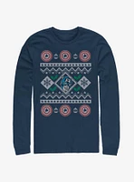 Marvel Captain America Christmas Pattern Long-Sleeve T-Shirt
