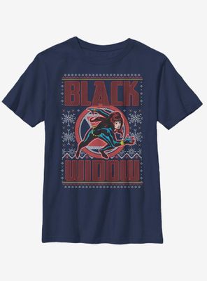 Marvel Black Widow Christmas Pattern Youth T-Shirt