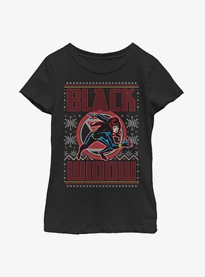 Marvel Black Widow Christmas Pattern Youth Girls T-Shirt
