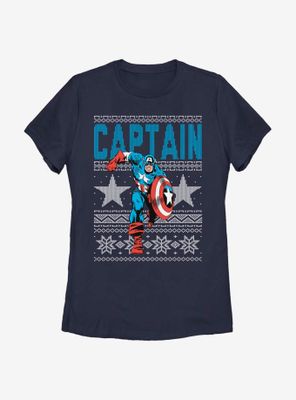 Marvel Captain America Action Christmas Pattern Womens T-Shirt