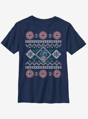 Marvel Captain America Christmas Pattern Youth T-Shirt