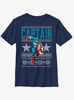 Marvel Captain America Action Christmas Pattern Youth T-Shirt
