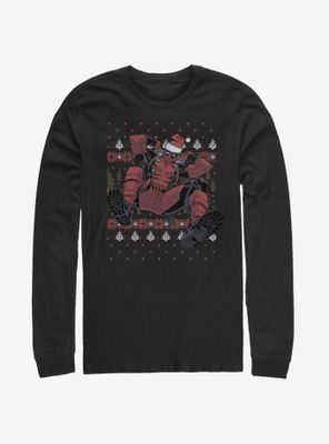 Marvel Deadpool Christmas Killer Pattern Long-Sleeve T-Shirt