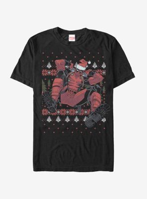 Marvel Deadpool Christmas Killer Pattern T-Shirt
