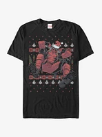 Marvel Deadpool Christmas Killer Pattern T-Shirt