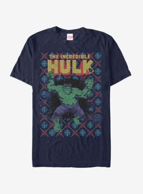 Marvel Hulk Smash Christmas Pattern T-Shirt