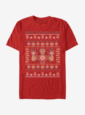 Marvel Iron Man Pixel Christmas Pattern T-Shirt