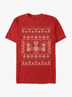 Marvel Iron Man Pixel Christmas Pattern T-Shirt