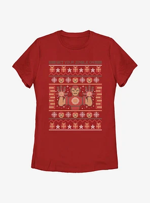 Marvel Iron Man Pixel Christmas Pattern Womens T-Shirt