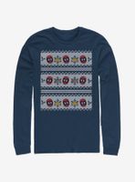 Marvel Deadpool Christmas Pattern Long-Sleeve T-Shirt