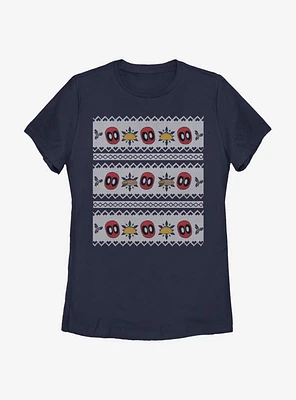 Marvel Deadpool Christmas Pattern Womens T-Shirt