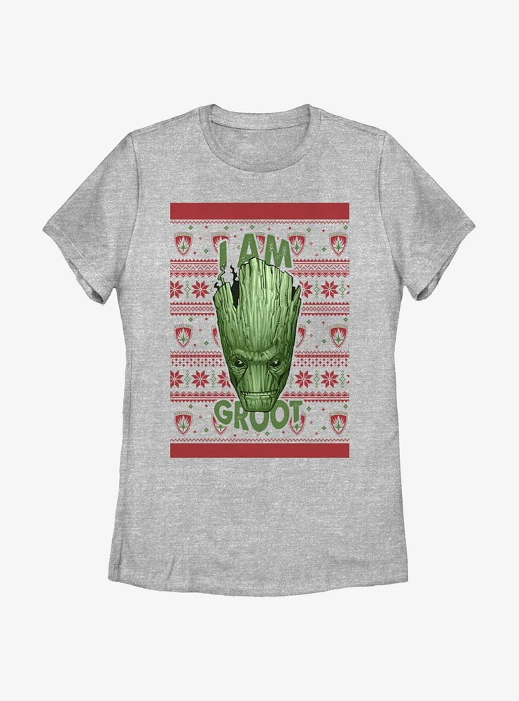 Marvel Guardians Of The Galaxy Groot Christmas Pattern Womens T-Shirt