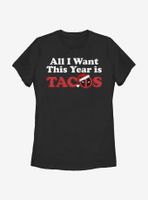 Marvel Deadpool All I Want Tacos Womens T-Shirt