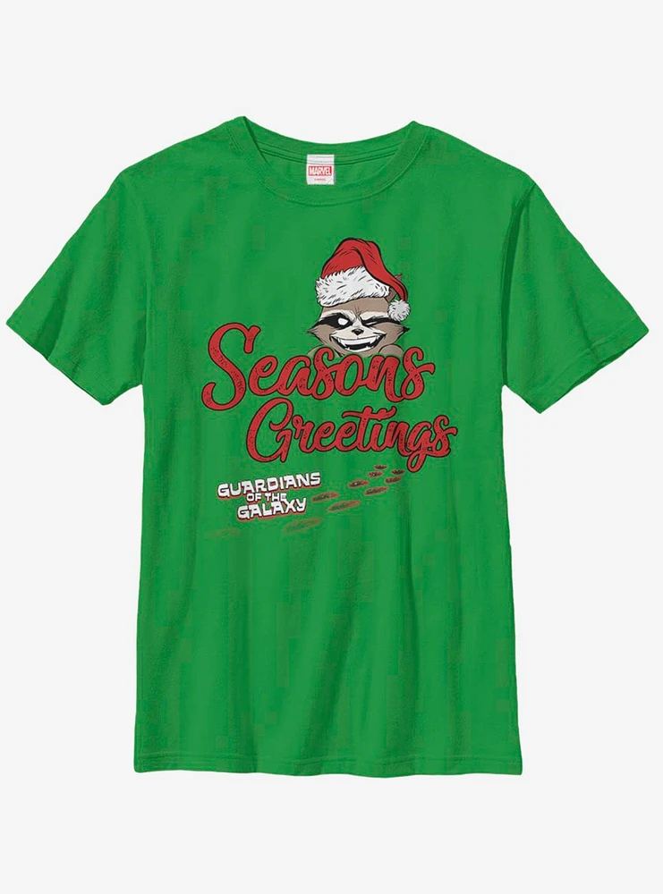 Marvel Guardians Of The Galaxy Rocket Seasons Greetings Youth T-Shirt