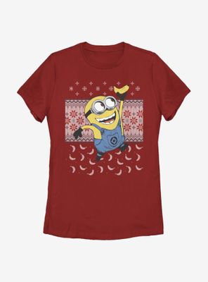 Despicable Me Minions Banana Christmas Pattern Womens T-Shirt