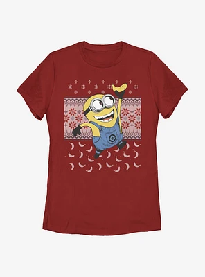 Despicable Me Minions Banana Christmas Pattern Womens T-Shirt
