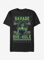 Marvel Hulk She-Hulk Christmas Pattern T-Shirt
