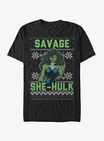 Marvel Hulk She-Hulk Christmas Pattern T-Shirt