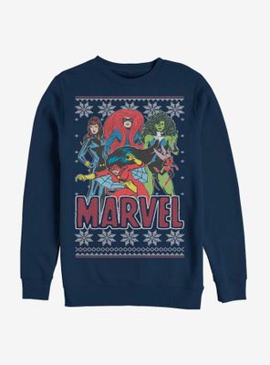 Marvel Heroines Christmas Pattern Sweatshirt