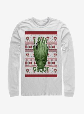 Marvel Guardians Of The Galaxy Groot Christmas Pattern Long-Sleeve T-Shirt