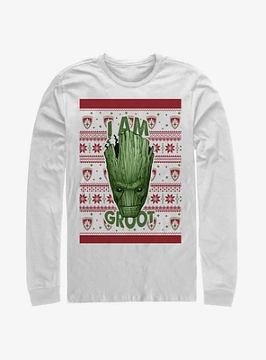 Marvel Guardians Of The Galaxy Groot Christmas Pattern Long-Sleeve T-Shirt