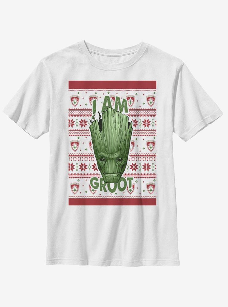 Marvel Guardians Of The Galaxy Groot Christmas Pattern Youth T-Shirt