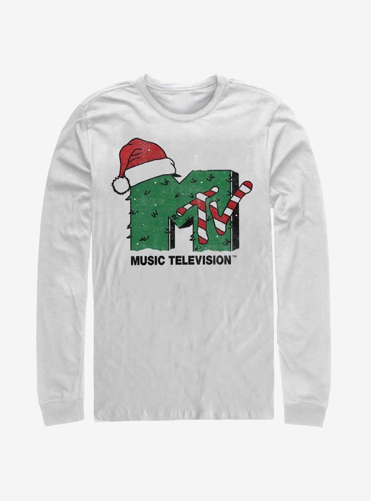 MTV Christmas Tree Snow Logo Long-Sleeve T-Shirt