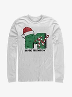 MTV Christmas Tree Snow Logo Long-Sleeve T-Shirt