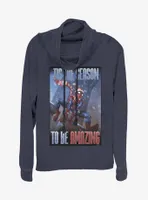 Marvel Spider-Man Amazing Season Spider Cowlneck Long-Sleeve Womens Top