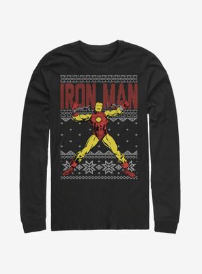 Marvel Iron Man Christmas Pattern Long-Sleeve T-Shirt